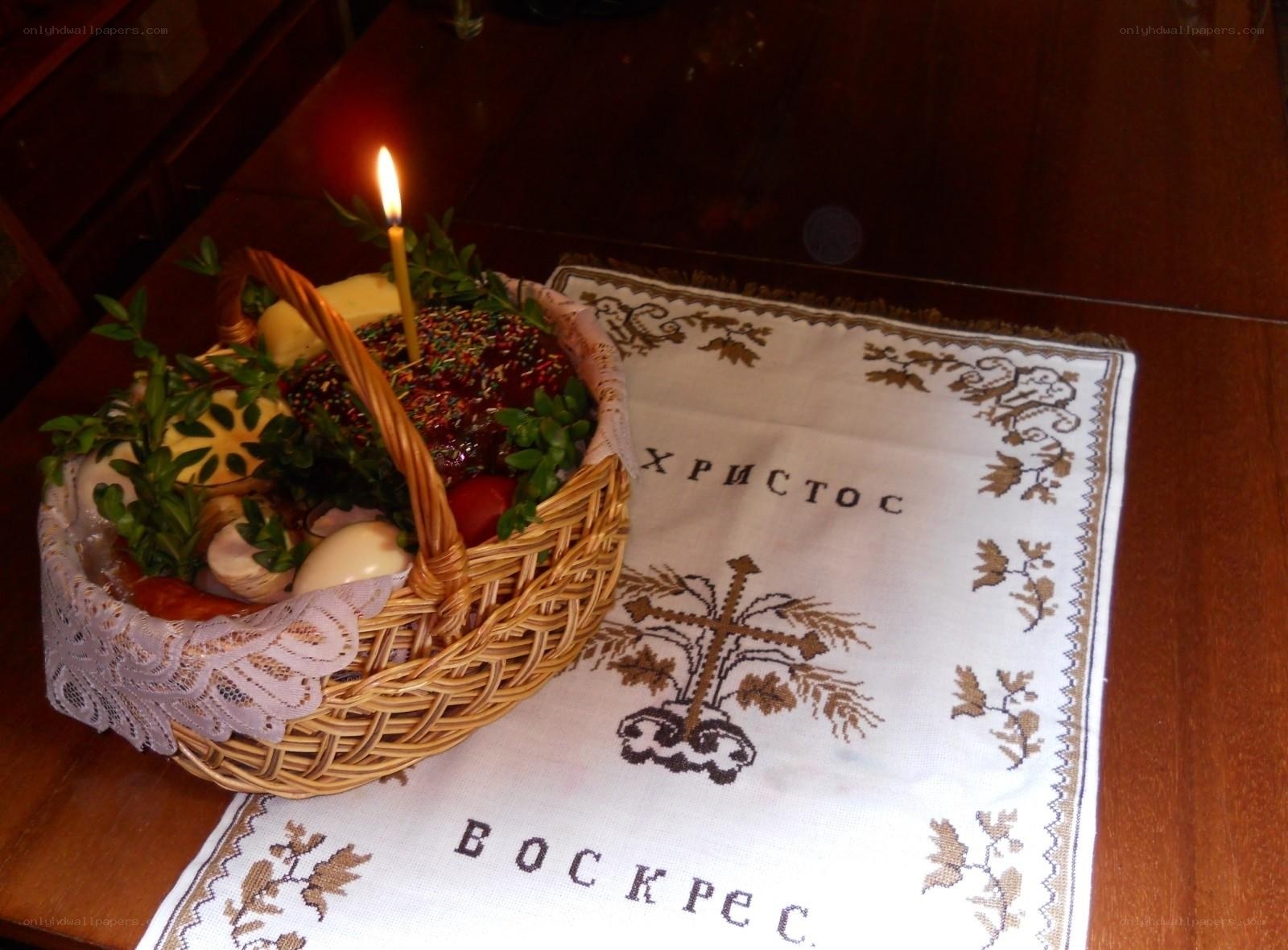 Easter basket with candle