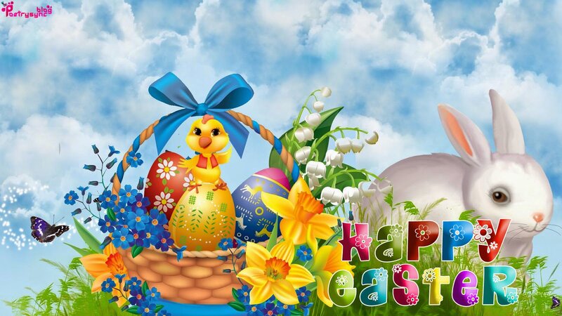 Easter Basket with Chick — Blue