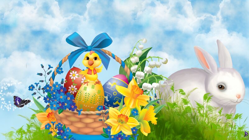 Easter Basket with Chick