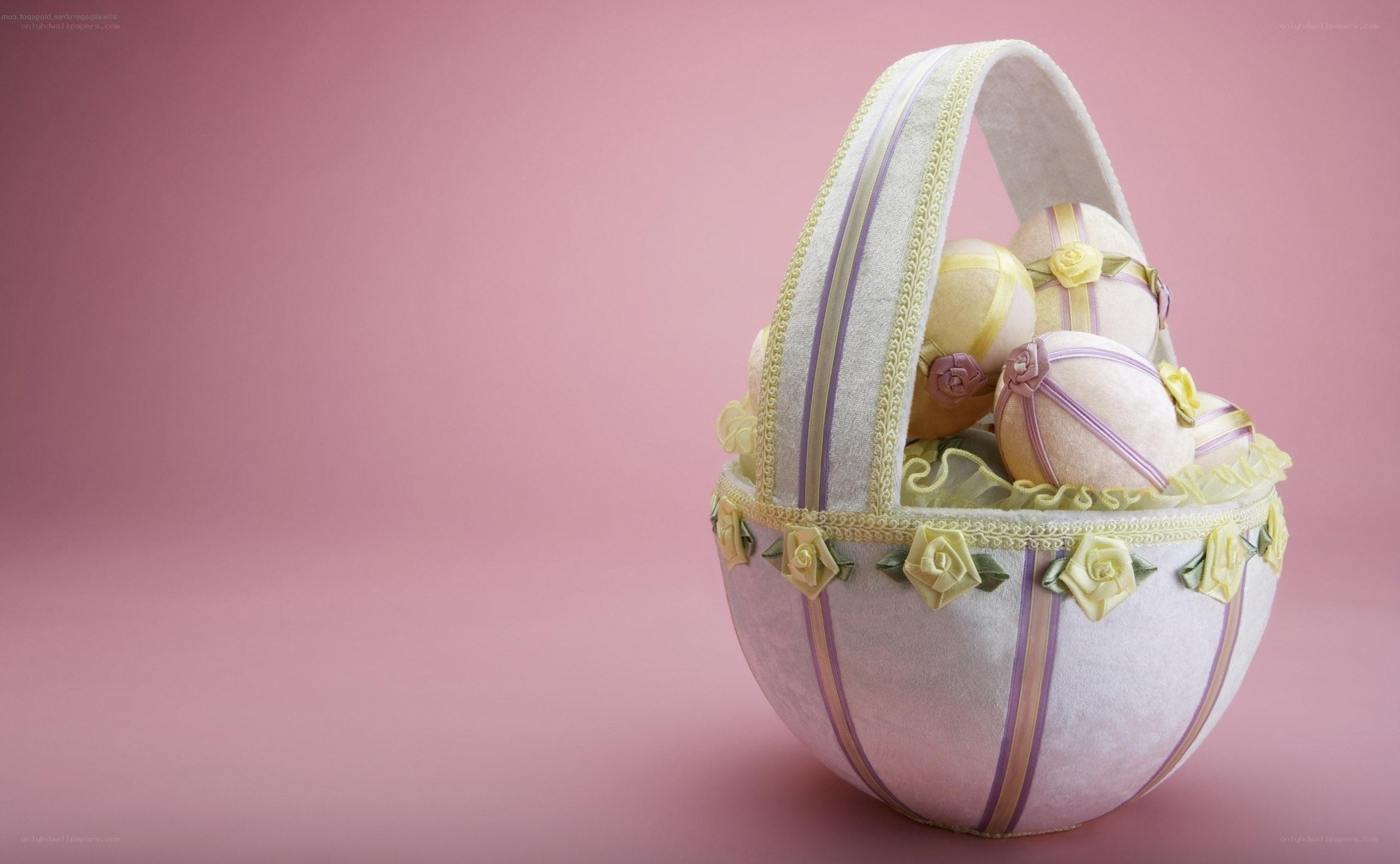 Easter basket with decorated eggs