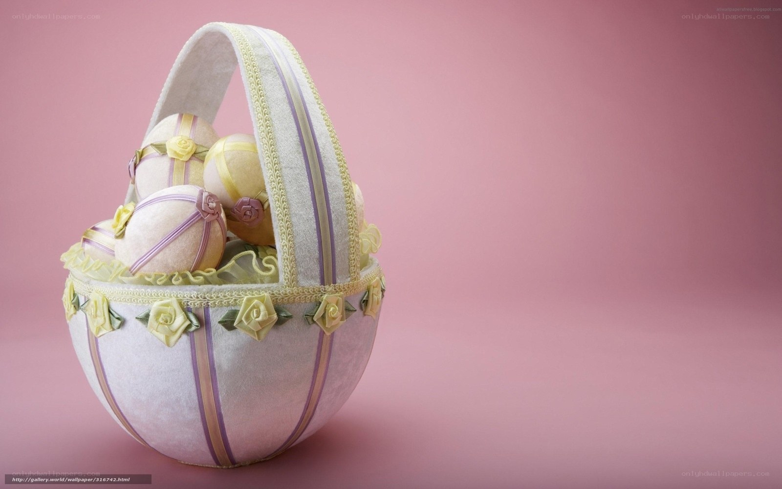 Easter basket with decorated eggs