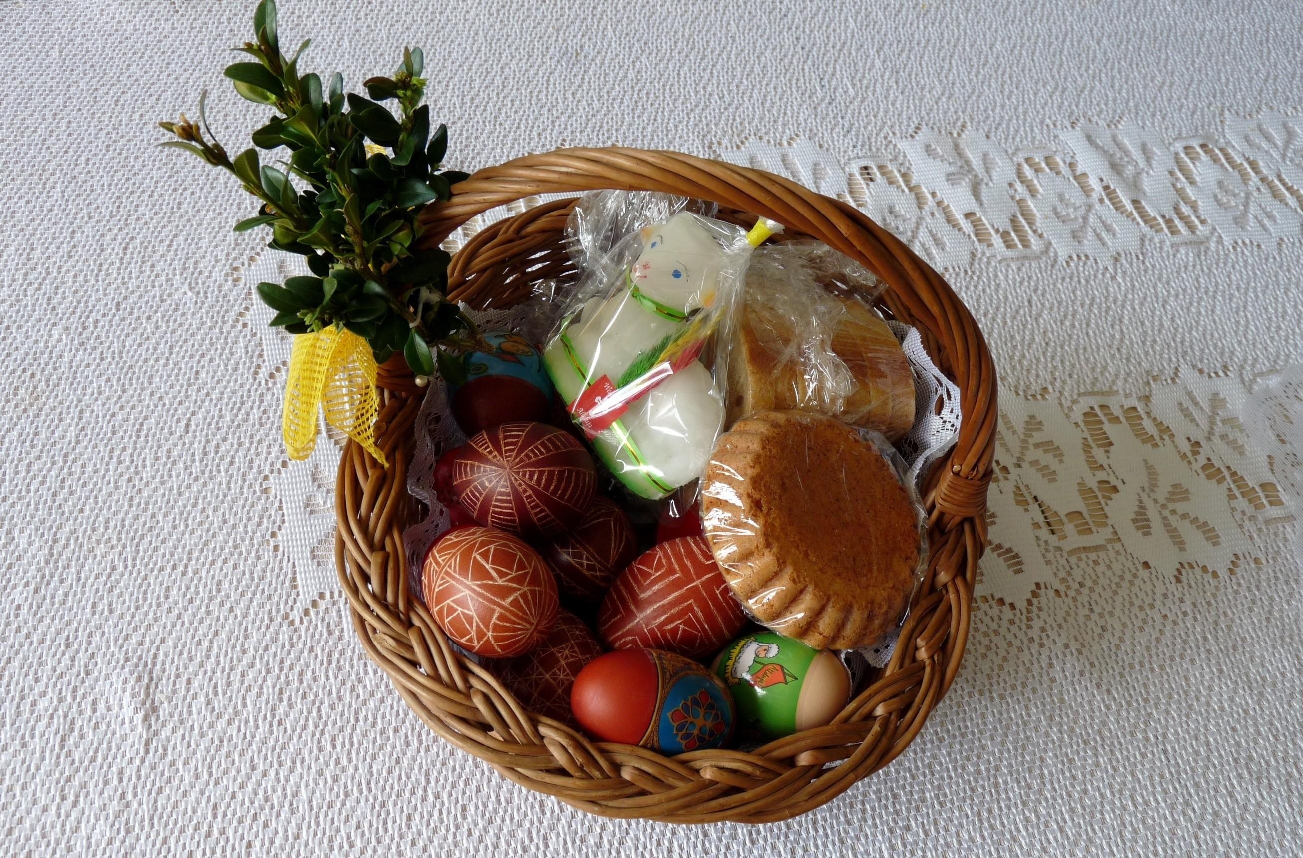 Easter basket with eggs and treats