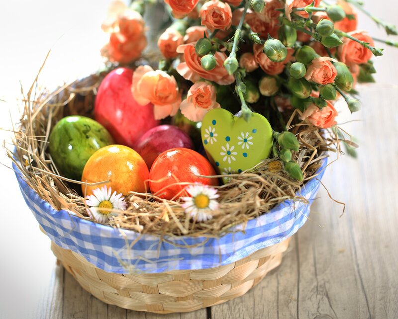 Easter Basket with Eggs — Blue, Festive, Spring