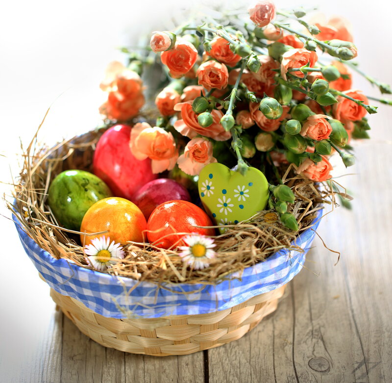 Easter Basket with Eggs — Blue, Festive