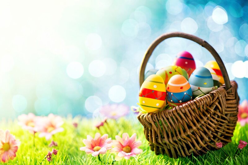 Easter Basket with Eggs — Green, Cheerful, Spring
