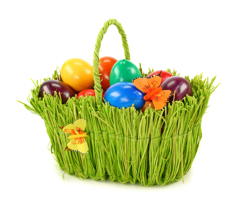 Easter Basket with Eggs — Green, Festive, Spring, Photograph