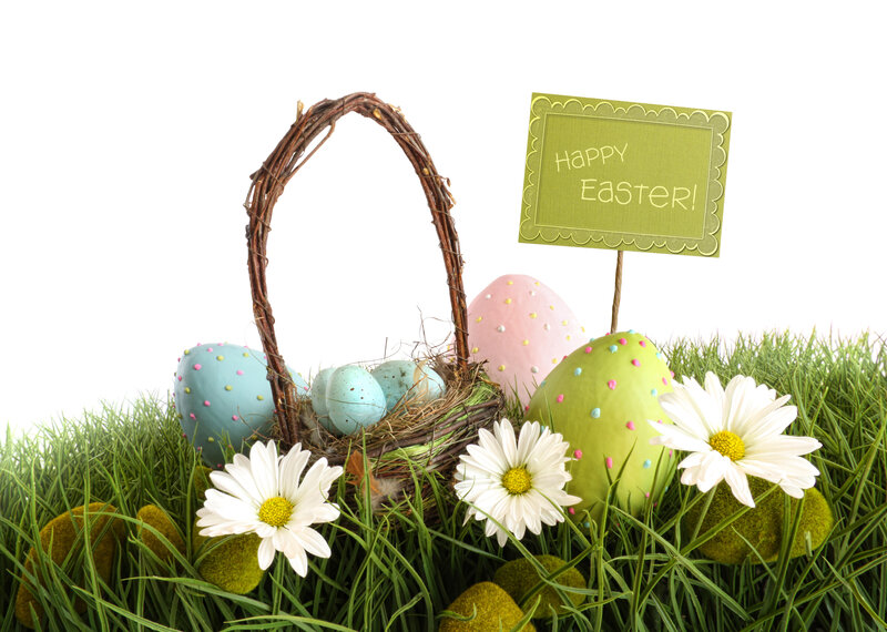 Easter Basket with Eggs — Green, Festive, Spring