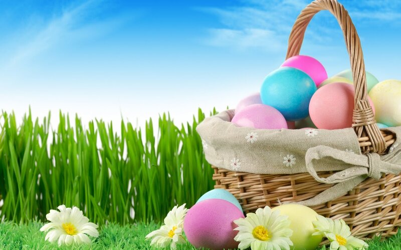 Easter Basket with Eggs — Green, Serene