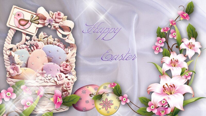 Easter Basket with Eggs — Pink, Festive, Spring