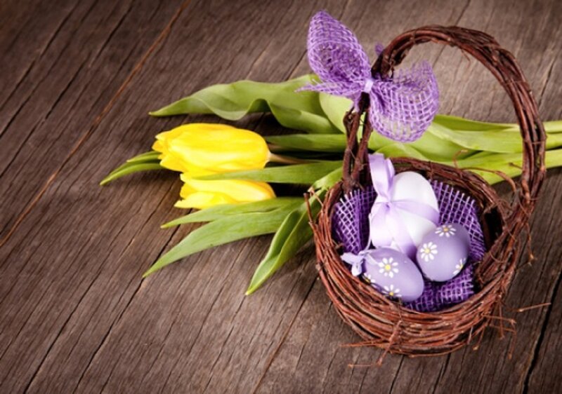 Easter Basket with Eggs — Purple, Festive