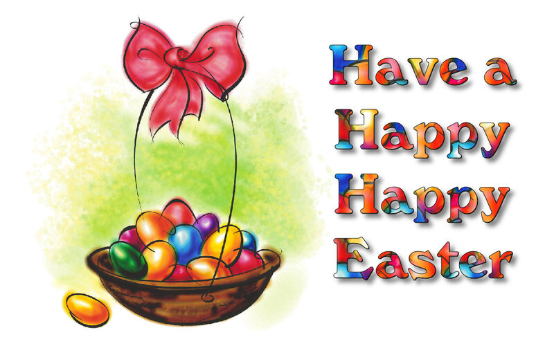 Easter Basket with Eggs — Red, Festive, Illustration