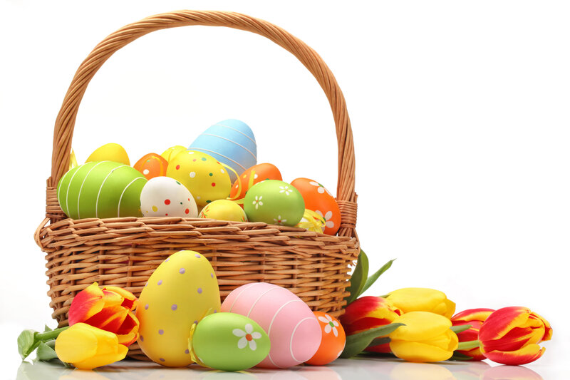 Easter Basket with Eggs — Yellow, Festive, Spring, Photograph