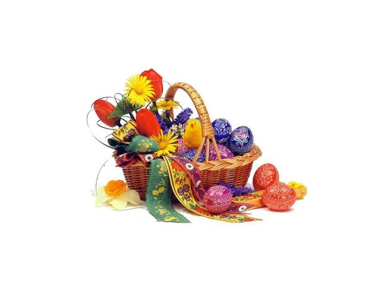 Easter Basket with Eggs — Yellow, Festive