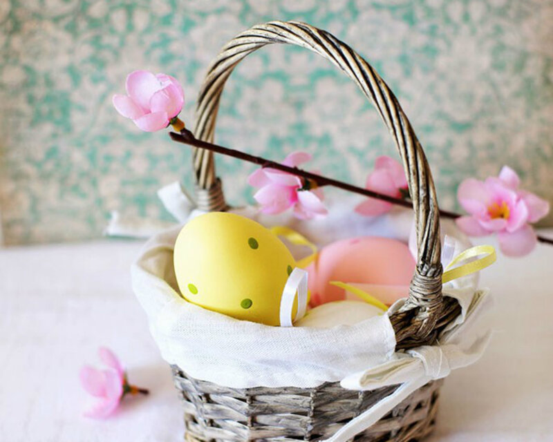 Easter Basket with Eggs — Yellow, Serene, Spring