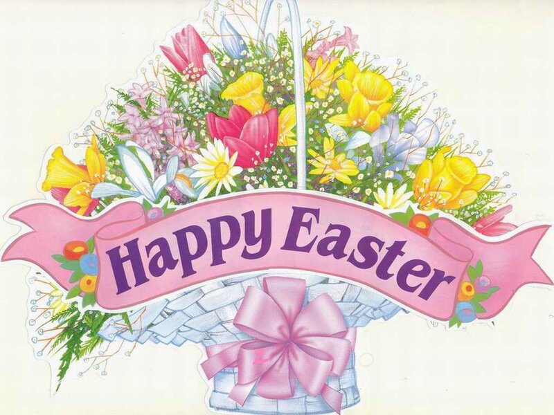 Easter Basket with Flowers — Pink, Festive, Spring, Illustration