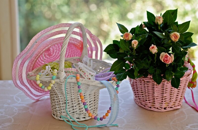 Easter basket with flowers