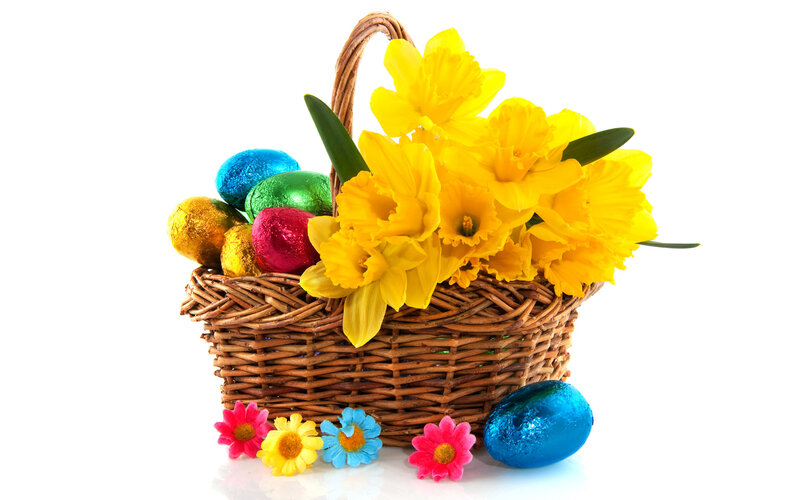 Easter Basket with Flowers — Yellow, Festive, Spring