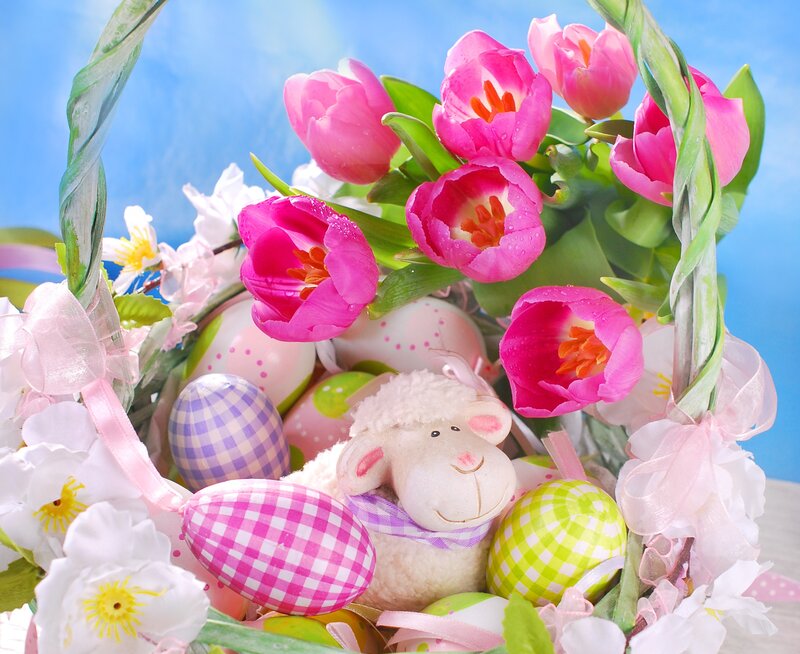 Easter Basket with Lamb