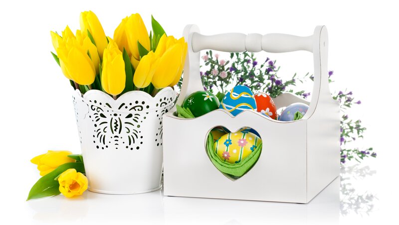Easter Basket with Tulips — Yellow