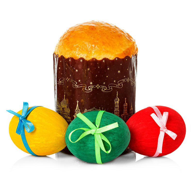 Easter Bread and Eggs — Brown, Festive, Photograph, Ribbons