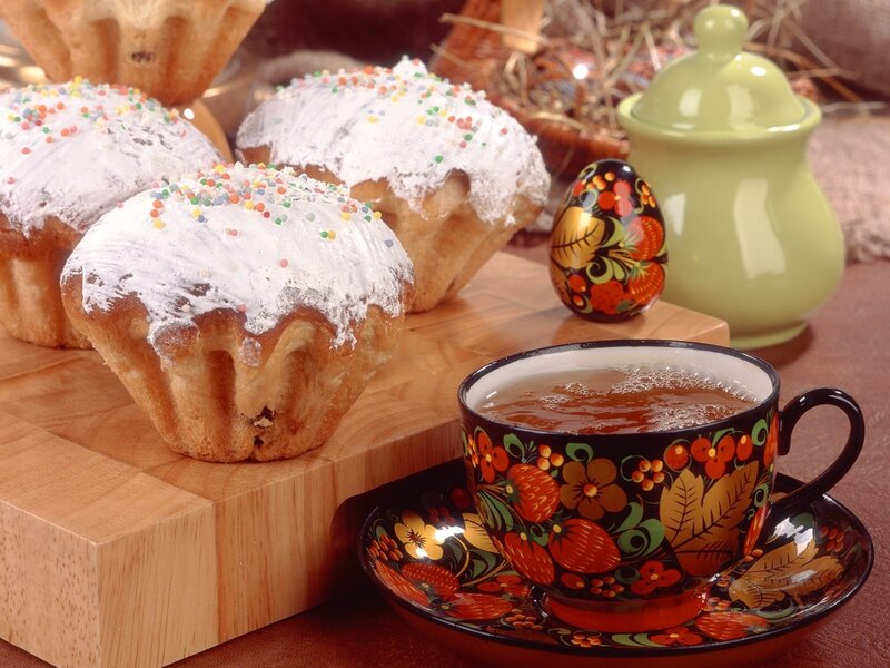 Easter bread and tea
