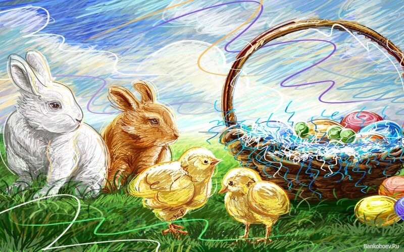 Easter bunnies and chicks