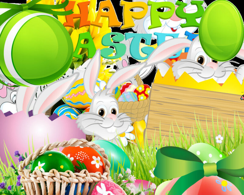 Easter Bunnies and Eggs — Green