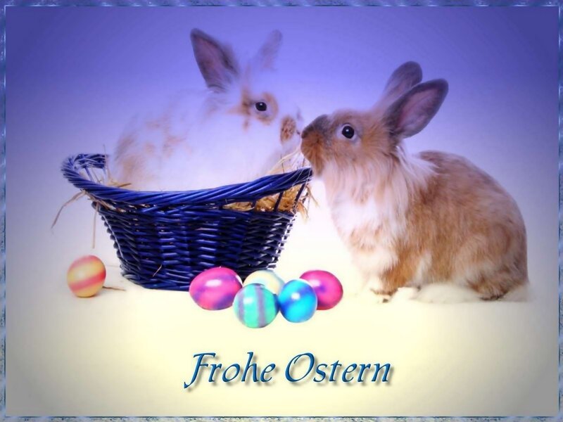 Easter bunnies with eggs