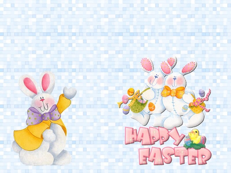 Easter Bunnies with Eggs — Blue