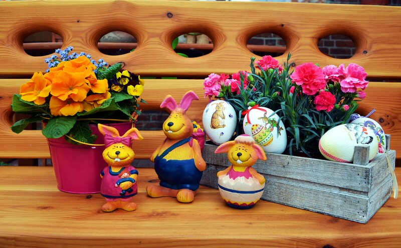 Easter Bunny Figurines — Yellow, Festive
