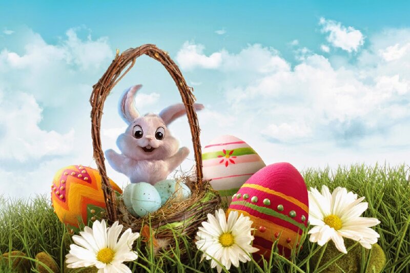 Easter Bunny in Basket — Green, Festive