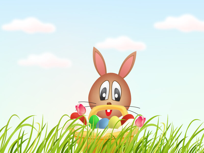 Easter Bunny in Basket — Green