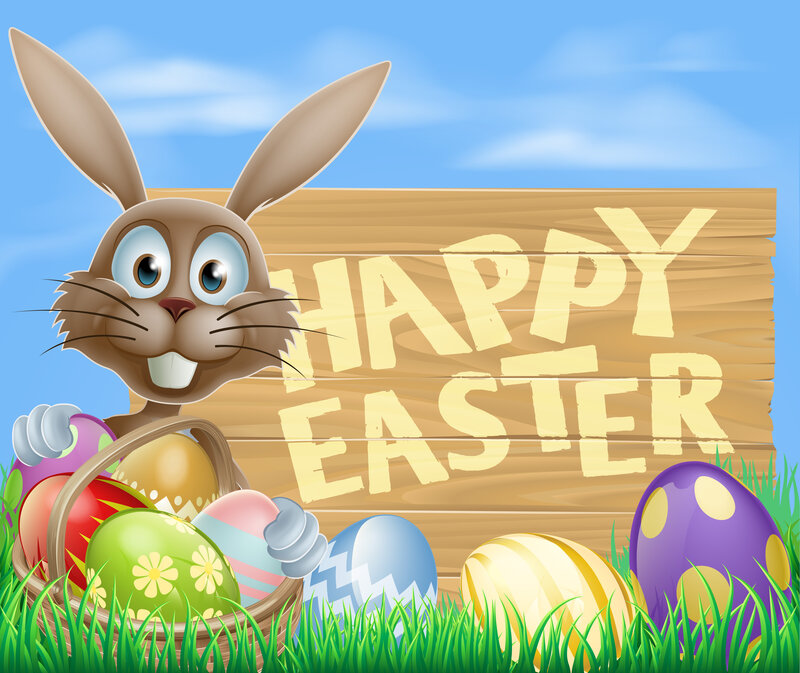 Easter Bunny with Basket — Green
