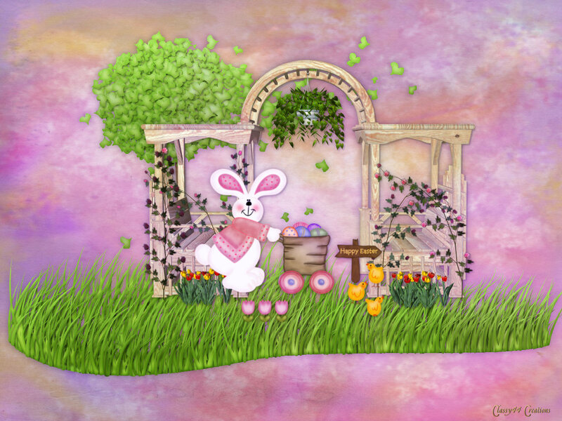 Easter Bunny with Basket — Pink, Festive