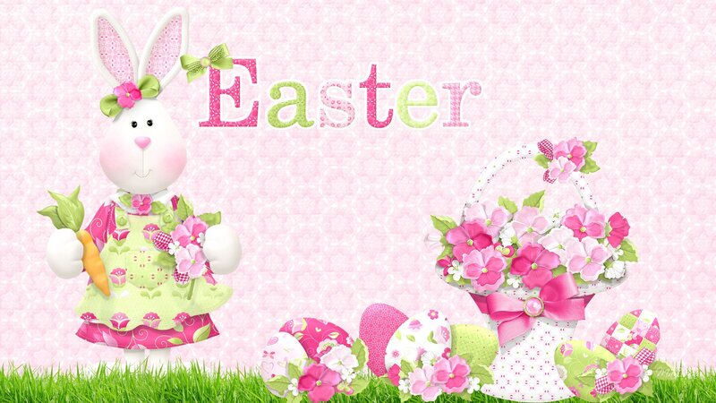 Easter Bunny with Basket — Pink