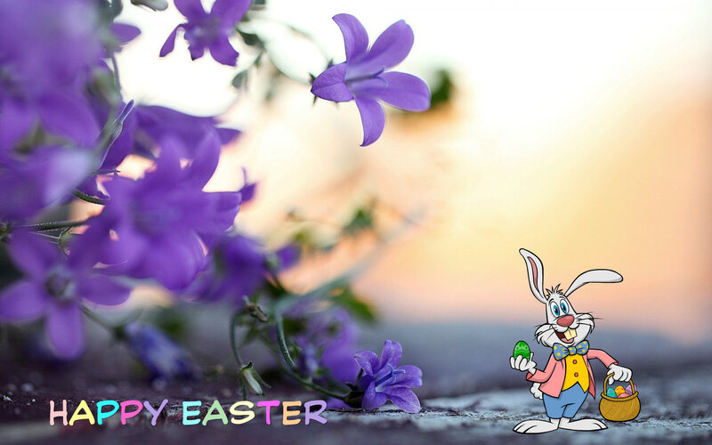 Easter Bunny with Basket — Purple