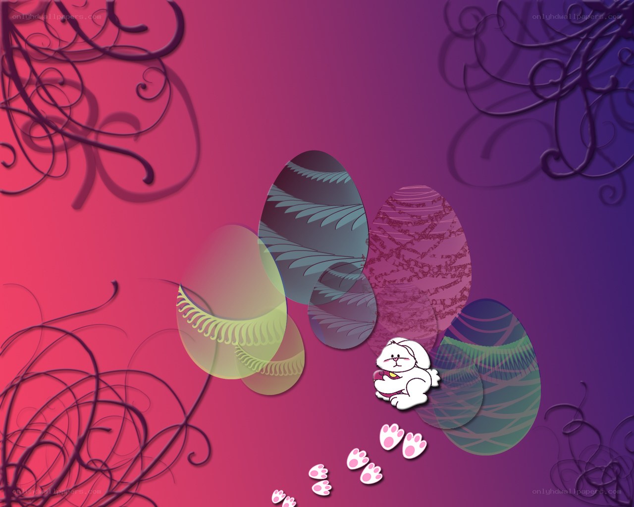 Easter bunny with colorful eggs