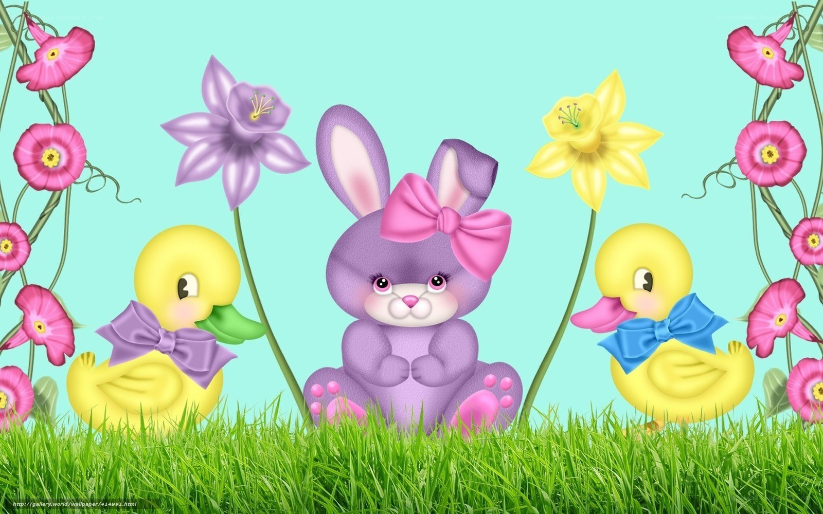 Easter bunny with ducklings