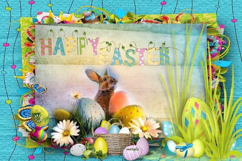Easter Bunny with Eggs — Blue