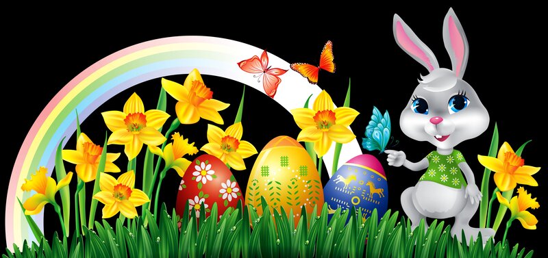 Easter Bunny with Eggs — Green, Festive
