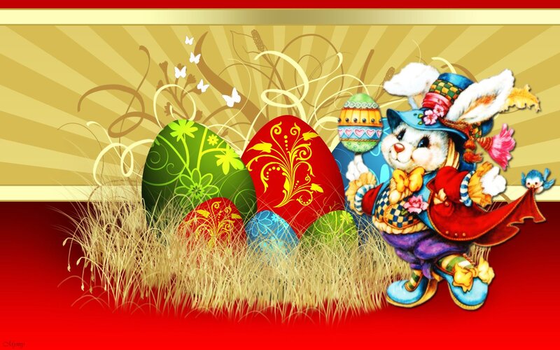 Easter Bunny with Eggs — Red