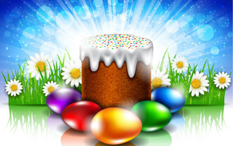 Easter Cake and Eggs — Blue