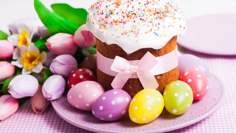 Easter Cake with Eggs — Pink, Festive, Spring
