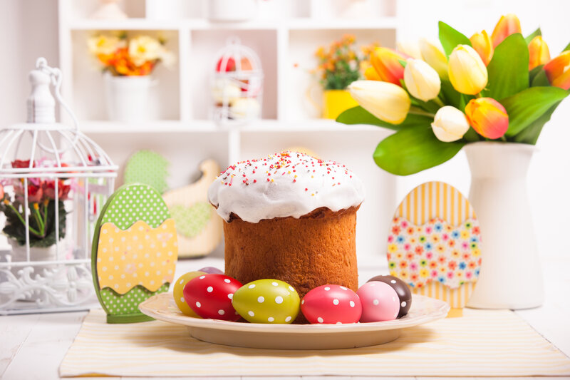 Easter Cake with Eggs — White, Festive