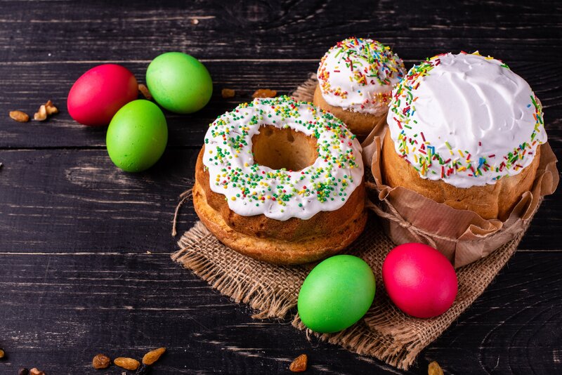 Easter Cakes and Eggs — Brown