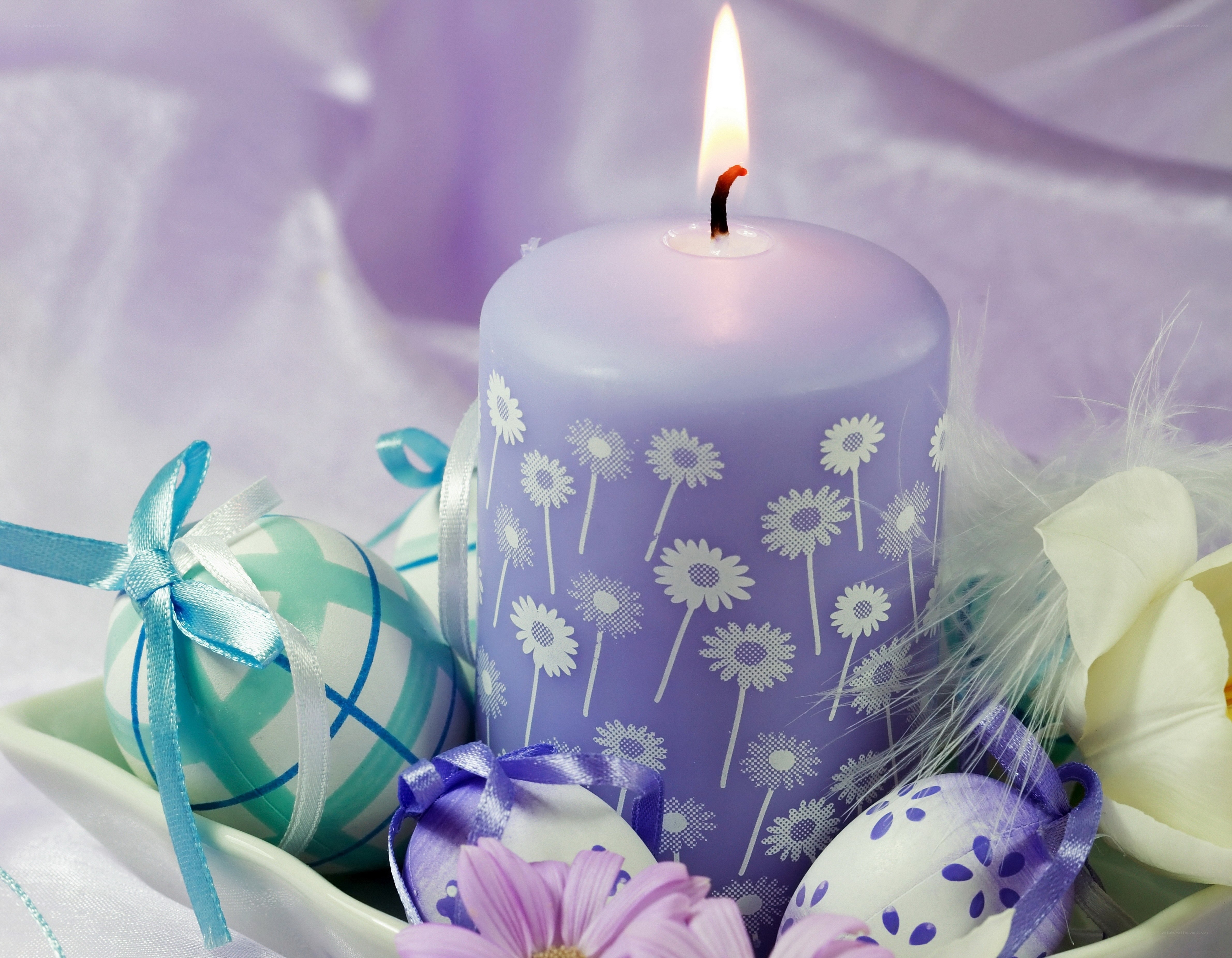 Easter candle and eggs
