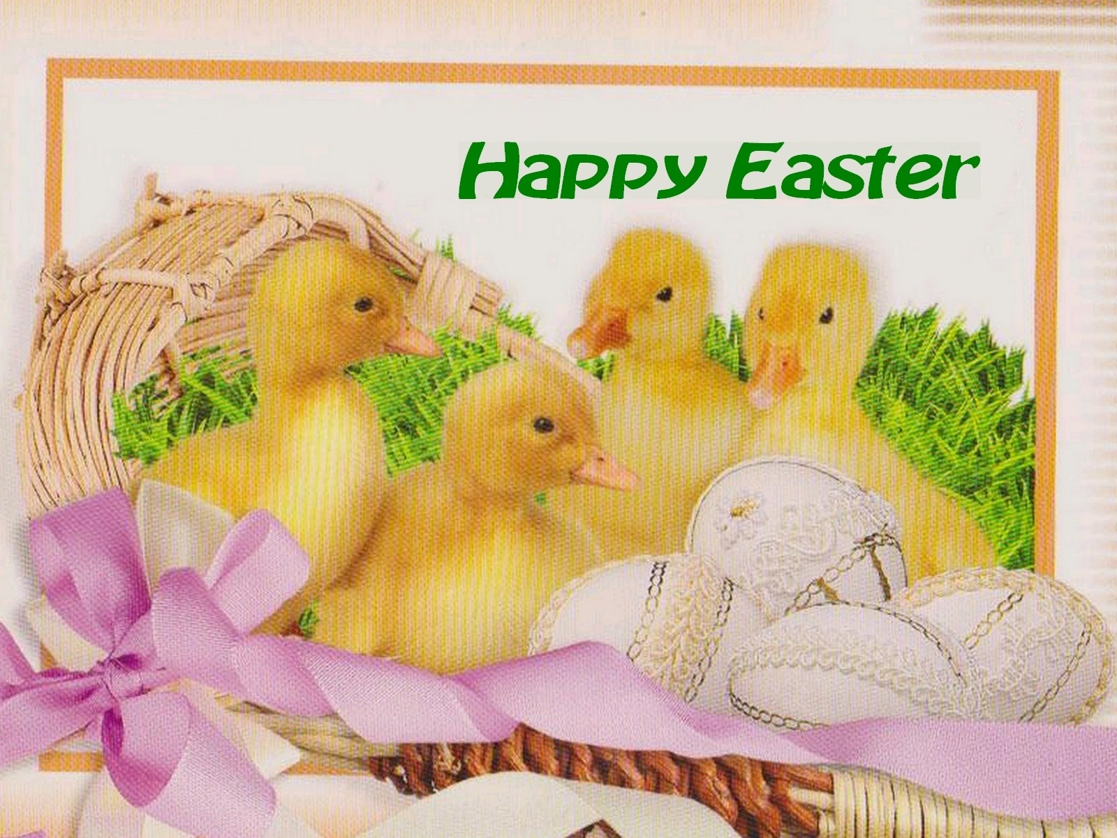 Easter card with ducklings