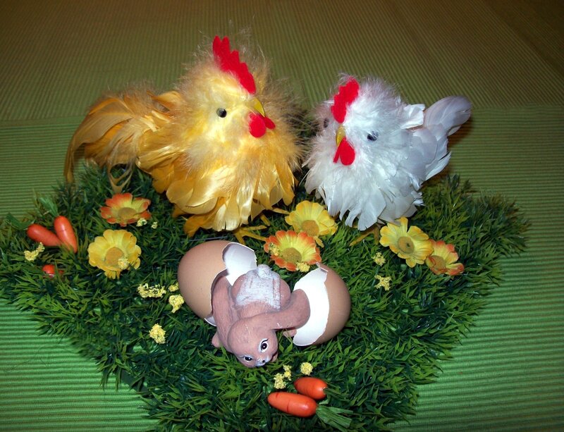 Easter chicken and bunny display