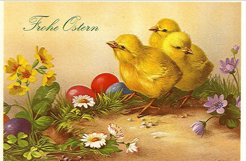 Easter chicks and flowers