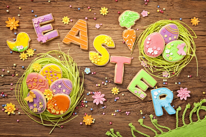 Easter Cookies on Wood